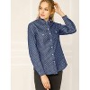 Allegra K Women's Regular Fit Point Collar Chest Pockets Button Down Dots Shirt - 3 of 4