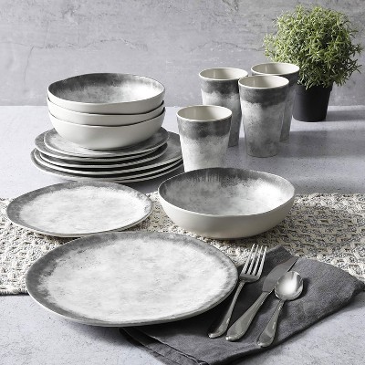 Gray Granite Melamine Dinnerware Set - Service for 4