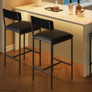 Garvee Bar Stools Set, Upholstered Bar Stool with Backrest and Footrest, Kitchen Barstools for Island,Counter Bar, Easy Assembly - 1 of 4