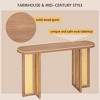 Lyngins Farmhouse Mid-Century Wood Console Table – Oval Wood Grain Top + Rattan Legs, Rattan Narrow Entryway Table,Sofa Table for Living Room, Hallway - 3 of 4