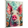 Amanti Art Pig in Flowers by Justyna Jaszke Framed Canvas Wall Art - 2 of 4