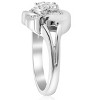 Pompeii3 1/2 ct Diamond Halo Crossover Engagement Ring 14k White Gold (K-L,I2-I3) - 2 of 4