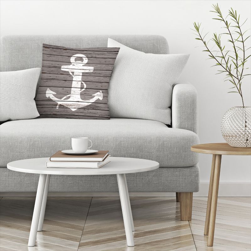 Americanflat Coastal Rustic Wood Quad Anchor By Samantha Ranlet Throw Pillow, 4 of 6