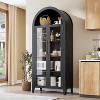 Arched Kitchen Pantry Cabinet - Farmhouse 5 Tier Display Shelf with Adjustable Shelf and 2 Large Glass Doors - 2 of 4
