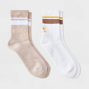 Women's Icon Cushioned Ribbed 2pk Mid Crew Socks - 4-10 - 1 of 3