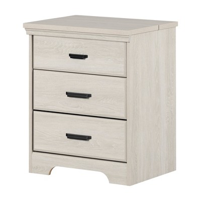 South Shore Versa Nightstand with Charging Station Winter Oak