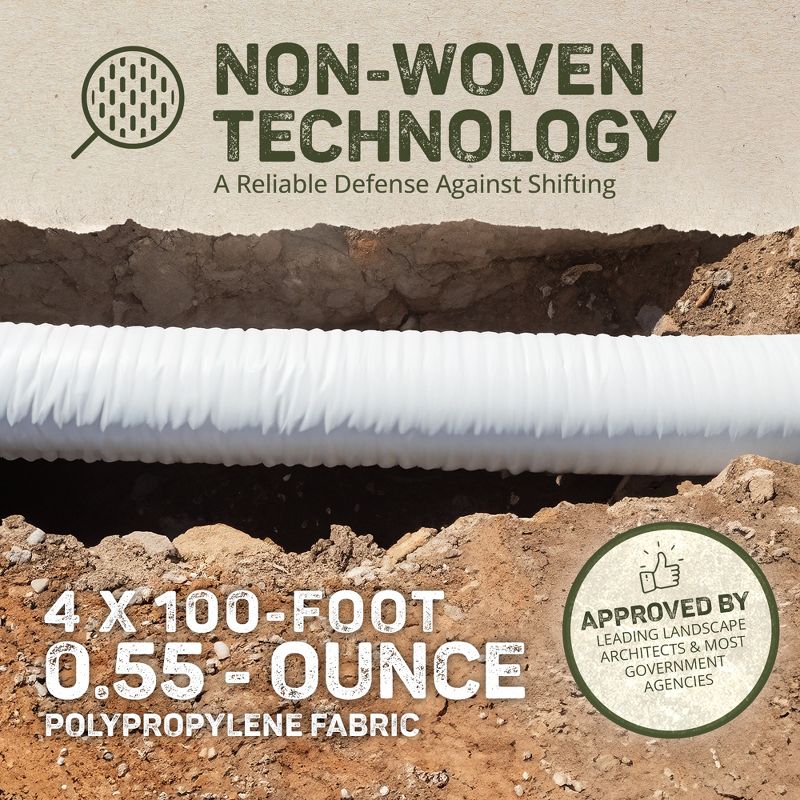 DeWitt .55 Oz Septic Fabric with Non Woven Point Bond Polypropylene Material for Filtration and Drainage Field Applications, 4' x 300', White, 3 of 7