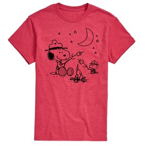 Men's - Peanuts - Snoopy and Woodstock Campfire S'mores Short Sleeve Graphic T-Shirt - 1 of 4