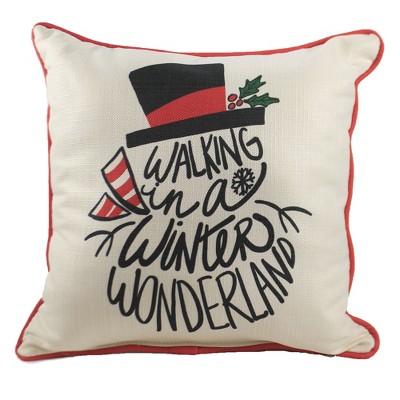 Christmas 16.0" Winter Wonderland Pillow Top Hat Snowman  -  Decorative Pillow