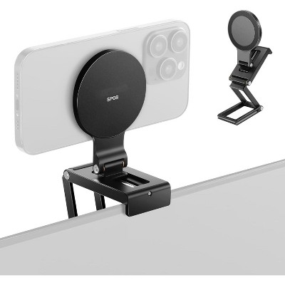 Boersma Continuity Camera Mount for Desktop Monitor, Magnetic Tri Fold Desk Phone Webcam Holder with Arca Type Base, Compatible with MagSafe iPhone