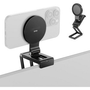 Boersma Continuity Camera Mount for Desktop Monitor, Magnetic Tri Fold Desk Phone Webcam Holder with Arca Type Base, Compatible with MagSafe iPhone - 1 of 4
