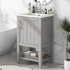 20 Inch Bathroom Vanity, Bathroom Cabinet With Top Sink, Cabinet & Storage Rack & Shelf, Overflow, Door - 1 of 4