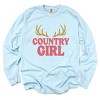 Country Girl Antlers Puff Print - Womens Garment Dyed Long Sleeve Graphic T-Shirt - 2 of 3