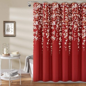 Ruso Weights Elegant Floral Design Shower Curtain - 1 of 4