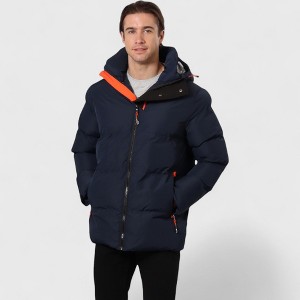 Canada Weather Gear Men's Heavyweight Puffer Jacket with Hood – Winter Coat with Orange Trim, Insulated Windproof Outerwear - 1 of 4