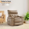 Oversized PU Leather Power Swivel Rocker Recliner Chair with Massage Function, Ergonomic Design Featuring 1.5X Sponge Filling and Side Pocket - 2 of 4