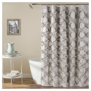 Shower Curtain Ruffle Diamond Gray - Lush Decor