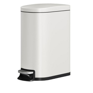 2.6 Gallon / 10 Liter Metal Bathroom Trash Can with Lid, Slim Waterproof Step-On Garbage Bin with Inner Bucket - 1 of 4