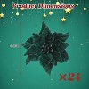 24 Pcs Artificial Poinsettia Flowers, 6.3" Large Velvet Christmas Floral Picks with Stems for Tree, Wreath, Garland, Wedding Ornaments - 2 of 4
