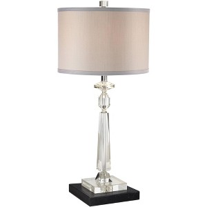 Vienna Full Spectrum Aline Traditional Table Lamp with Square Black Marble Riser 26 1/2" High Crystal Gray Shade for Bedroom Living Room Bedside House - 1 of 4