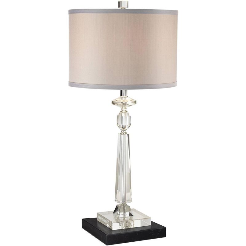 Vienna Full Spectrum Aline Traditional Table Lamp with Square Black Marble Riser 26 1/2" High Crystal Gray Shade for Bedroom Living Room Bedside House, 1 of 8