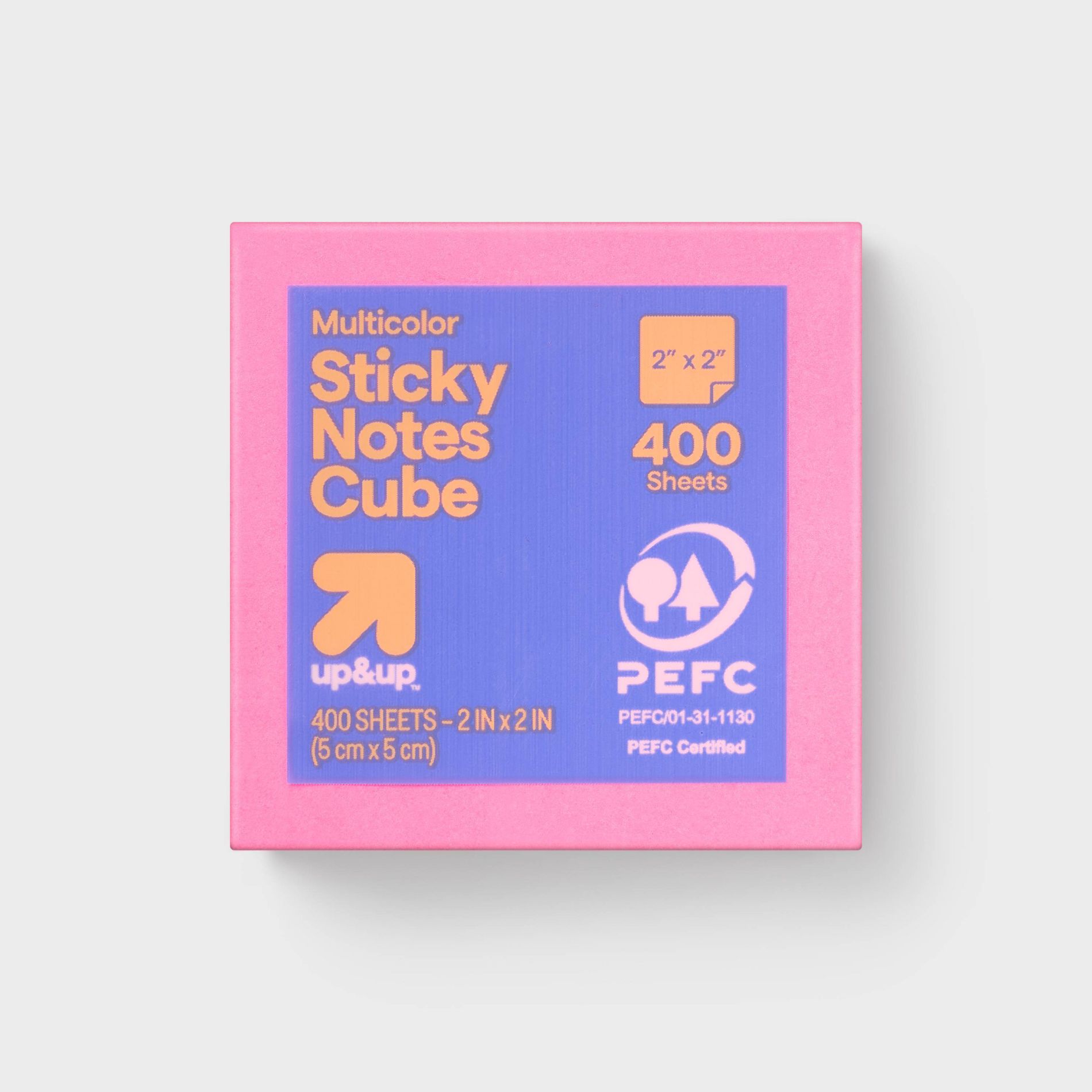 Sticky Notes Cube 1.88" x 1.88" Multicolor - up&up™: 400 Sheets, Small Sticky Pads, Office Supplies, Uncoated Paper