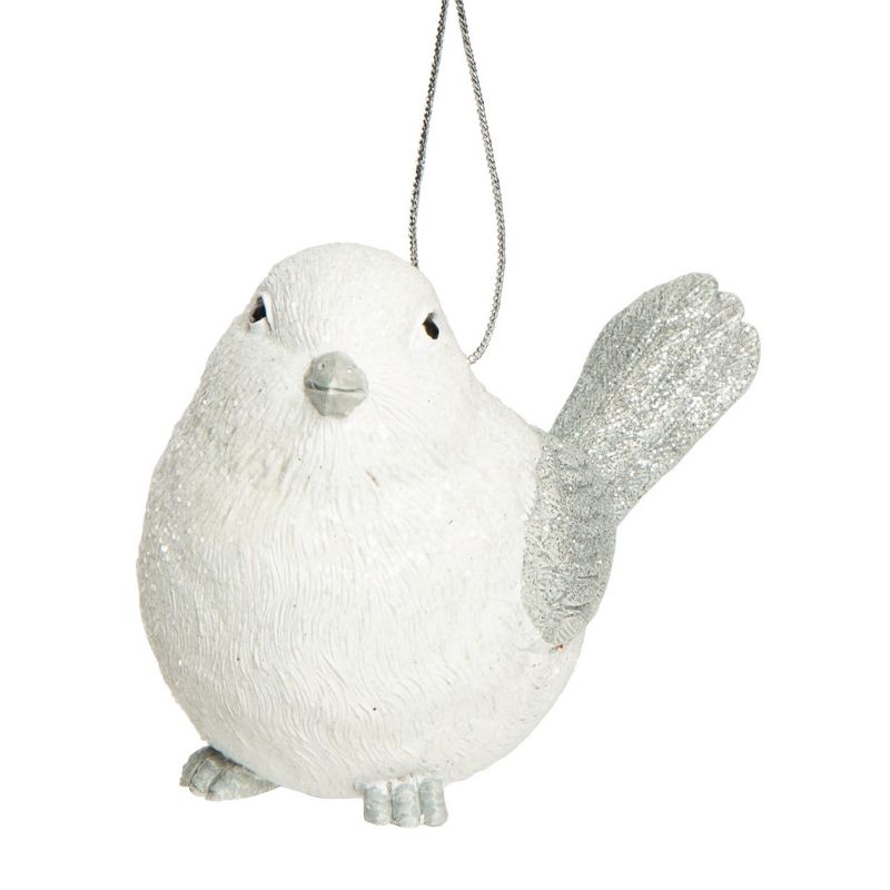 Transpac Resin 4 in. White Christmas Wing Bird Ornament, 1 of 2