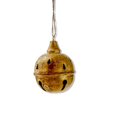 TAG Antique Gold Tree Bell Ornament 4.5" H x 3" L x 3" W Vintage Iron Christmas Tree Decoration