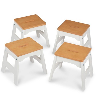 Melissa & Doug Wooden Stools - Set of 4 - White/Natural