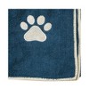 Country Living Large Marine Blue Microfiber Dog Bath Towel - Quick-Drying, Absorbent, and Durable, Machine Washable, Embroidered Paw Print, 48" x 22" - 4 of 4