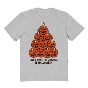 Rerun Island Men Pumpkin Pyramid All I Want For Christmas Short Sleeve Graphic Cotton T-Shirt - 1 of 4