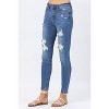 Women's High Waist Skinny Lemon Patch Denim Jeans - Judy Blue - 3 of 4