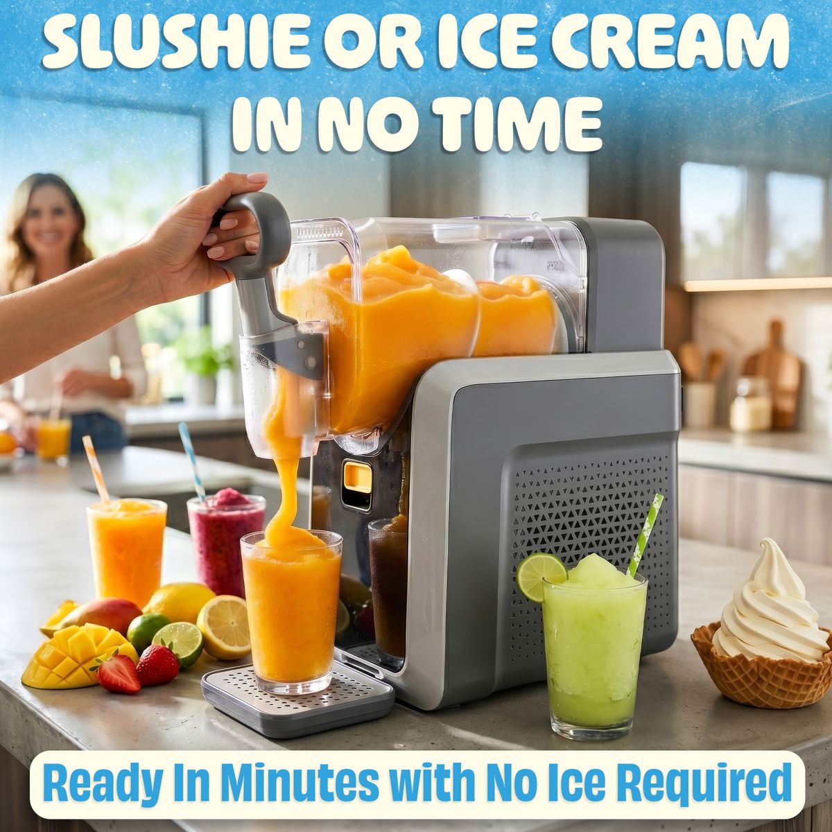 Great Northern Popcorn Slushie Machine, No Ice Needed Slushy Maker Machine with 3 Preset Modes and Self-Cleaning, 2L/68oz, Gray - thumbnail 3