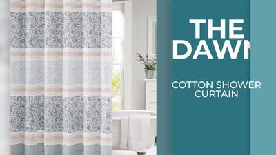 Coral and White Cotton Paisley Shower Curtain