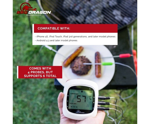 Wireless Probe Grill Thermometer Silver - BBQ Dragon