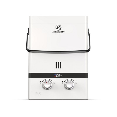 Eccotemp EL5 Luxe 1.5 GPM 37,000 BTUs Outdoor Compact Portable Wall Mount Tankless Water Heater with LED Display, Carry Handle, and Tilt Switch Safety