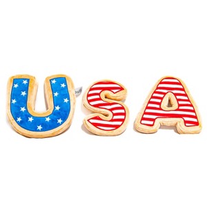 USA Sugar Cookie Dog Toy - 4th of July, Memorial Day, Patriotic Pet Plush Squeak Toys - 1 of 4