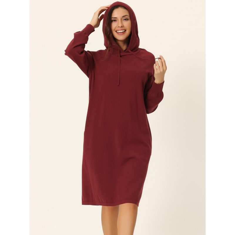 Seta T Womens' Casual Pullover Sweatshirt Long Sleeve Hoodie Dress with Pockets, 2 of 6