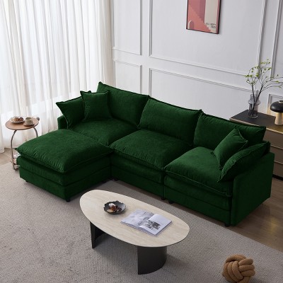 GDFStudio Kingsley Modern 3-Seat Chenille Upholstered L-Shape Modular Sectional Sofa