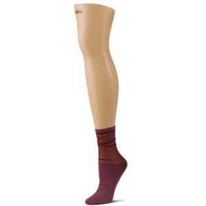 Memoi Women's Sheer Top Nylon Ankle Socks Tulipwood One Size - 1 of 2