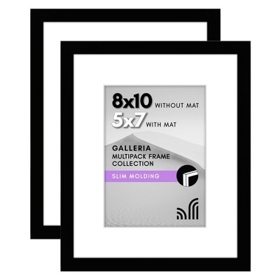 Americanflat 8x10 Picture Frame with Mat for 5x7, Black, 2 Pack