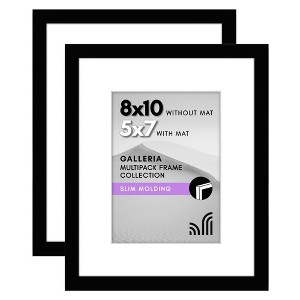 Americanflat 8x10 Picture Frame with Mat for 5x7, Black, 2 Pack - 1 of 4