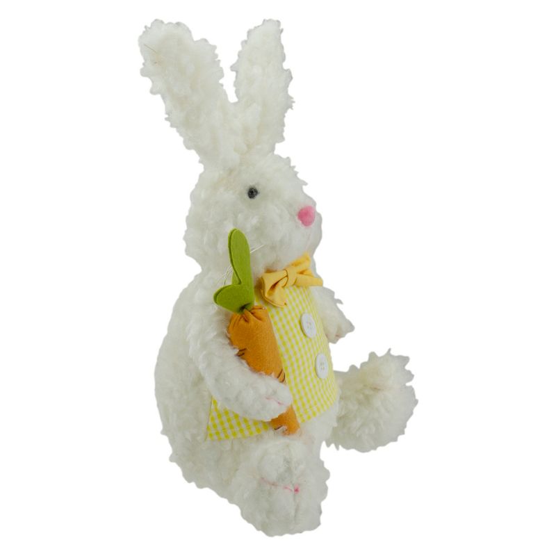 Northlight 14" Plush White Sitting Easter Bunny Rabbit Holding a Carrot Spring Figure, 3 of 6