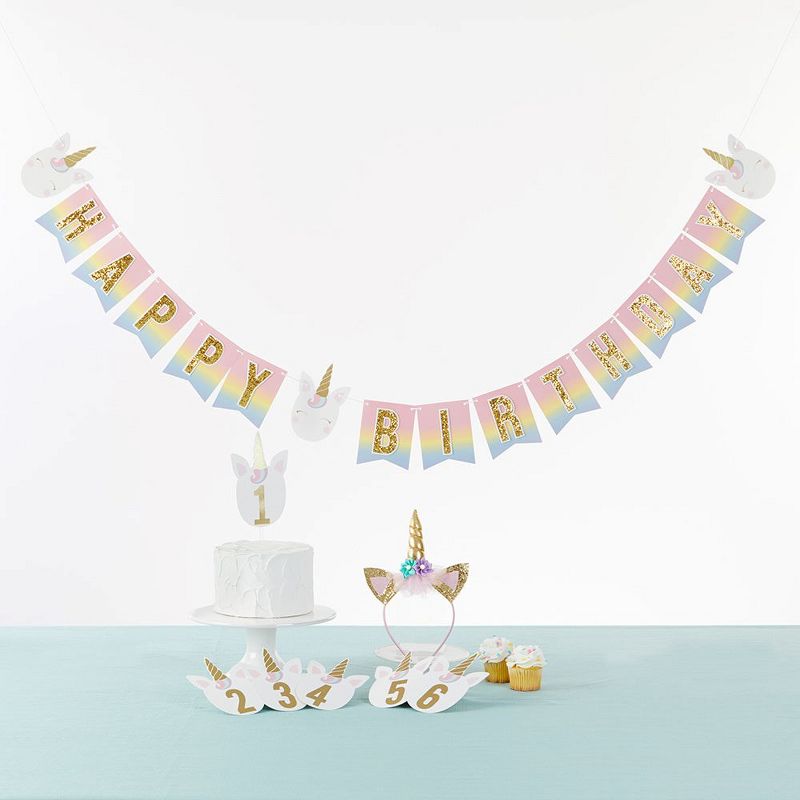 Kate Aspen Gold Glitter Unicorn Happy Birthday Decor Kit | 00204PK, 3 of 10