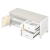 Lyngins Shoe Storage Bench with Cushion,Vintage Entryway Bench with 2 Drawers and 2 Rattan Door,Storage Ottoman for Living Room,Entryway,Bedroom - 2 of 4
