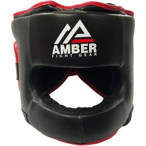 Amber Fight Gear Ultimate All-Leather Face-Saver Headgear – Comfort,Face Bar Protection,Secure Fit,Shock-Absorbing Padding for MMA, Boxing, Kickboxing - 1 of 4
