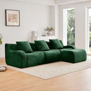 115" Modular Teddy Sectional Sofa with Curved Armrest & Deep Seat, 3 Seater Cloud Couch for Living Room, No Assembly-3irtyhousy - 1 of 4