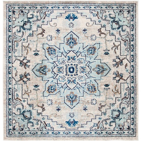 Madison Mad473 Power Loomed Area Rug - Ivory/light Blue - 3'x3 ...