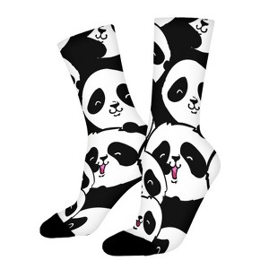 Cute Pandas Women Printed Crew Socks Funny Funky Socks Soft Polyester Novelty Gifts for Artists Men - 1 of 1