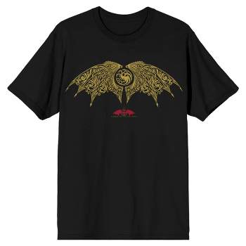 House Of The Dragon Gold Dragon Wings Men's Black T-shirt